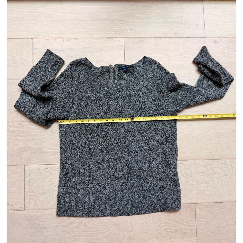 American Eagle Marled Knit Sweater Womens XL Gray Back Zip Pullover Cozy - Picture 3 of 4